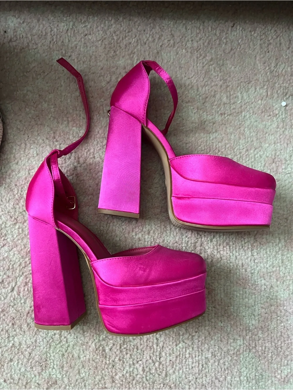 Pink Platform Ankle-Strap Pumps